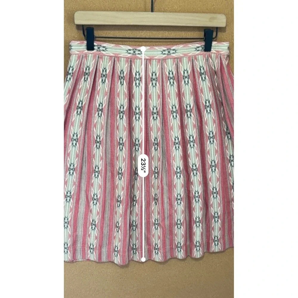 Pendleton Pleated Skirt Womens 6 Red Southwestern Aztec‎ Geometric Cotton Skirt
